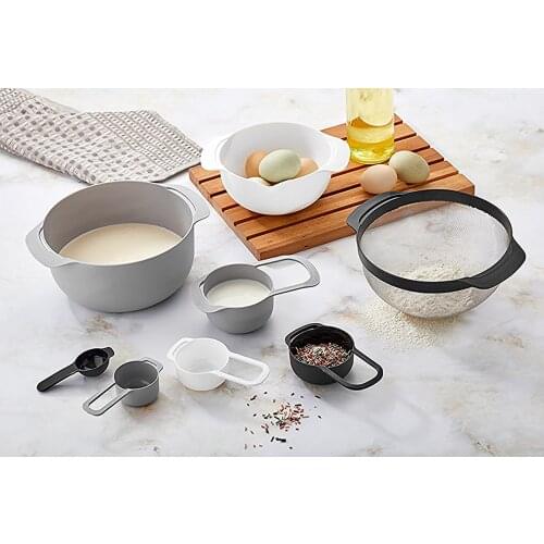 Vip John 8 Piece Cake Measuring Set Flour Sieve Pitcher Pastry Dough Kneading Bowl Whisk Tool Making Delicious Foods