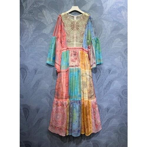 2021 New Design Luxury Women Long Dress Bohemian Printing Summer womens dresses