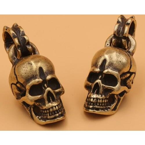 1x Retro Brass Punk Skull Pendant Necklace Key Ring Pendant Creative Gifts leather bag wallet chain diy decoration 31mm (1-1/4")