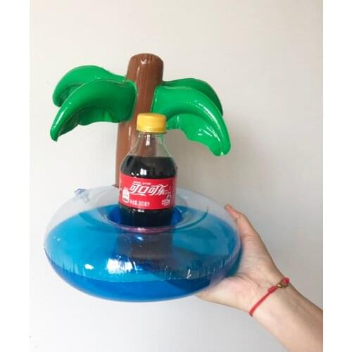 Mini Coconut Tree Cherry Shape Inflatable Water Swimming Pool Drink Cup Stand Holder Float Toy Coasters For Beverage Beer Bottle