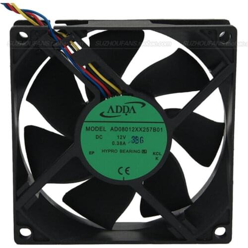 12V 0.38A AD08012XX257B01 8 cm 8cm 8025 4-wire (4PIN) automatic temperature-controlled PWM CPU radiator fan