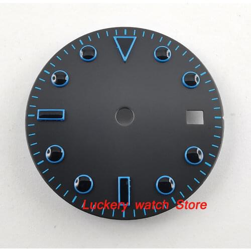 28.5mm no logo black dial blue number Suitable for Miyota 8215, Mingzhu DG2813 automatic movement -BP32