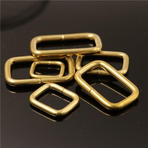2x Brass metal wire formed rectangle ring buckle loops for webbing leather craft bag strap belt buckle garment luggage purse DIY