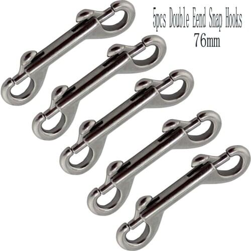 3" Stainless Double End Bolted Snap Hook Heavy Duty Landyard Marine SS304 Hardware Luggage Snap Buckle Metal Clip 5pcs 76mm