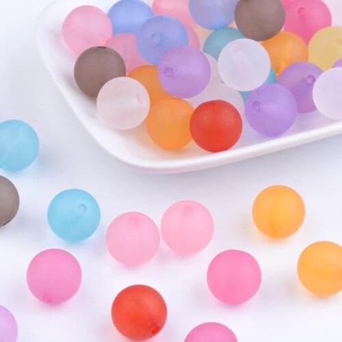 500g Transparent Acrylic Ball Beads DIY Jewelry Making Necklaces Bracelets 6/8/10/12/14mm Frosted Style Round Mixed color Clear