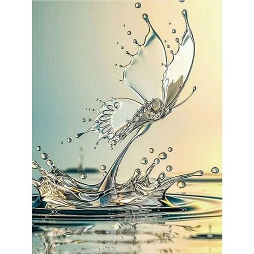5D DIY Diamond painting water butterfly fresh elegant butterfly play water diamond embroidery cross stitch Rhinestone Mosaic