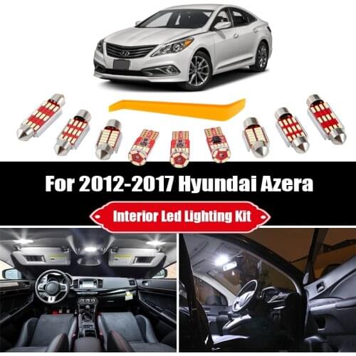 6pcs For Hyundai Azera 2012-2015 2016 2017 White Bulbs Car LED Interior Trunk Cargo Light Kit Glove Box License Plate Lamp