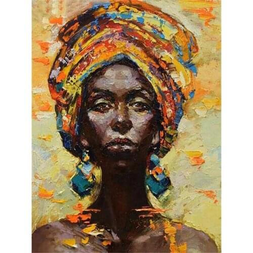 African Woman DIY 11CT Cross Stitch Embroidery Kits Needlework Craft Set Cotton Thread Printed Canvas Home Decoration Design