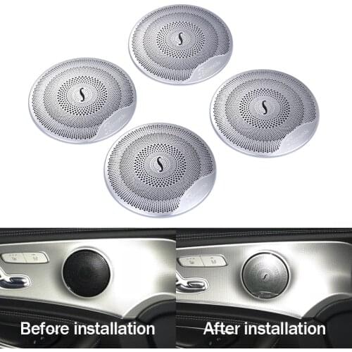 Car-styling Door Stereo Speaker decoration decals auto Tweeter trim strips covers 2pcs For Mercedes Benz New E class W213 16-17