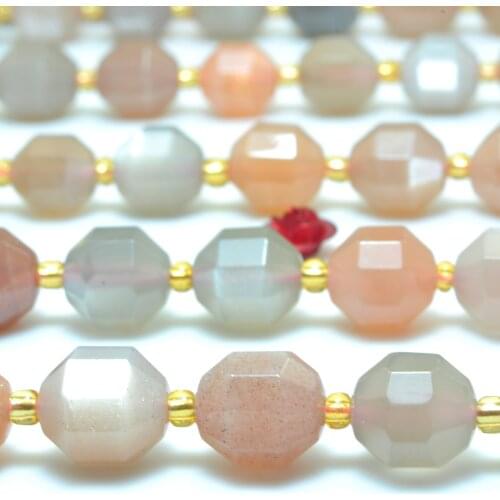 Natural Rainbow Moonstone Faceted Double Terminated Point Loose Beads Wholesale Gemstone Semi Precious Stone Jewelry Making 15"