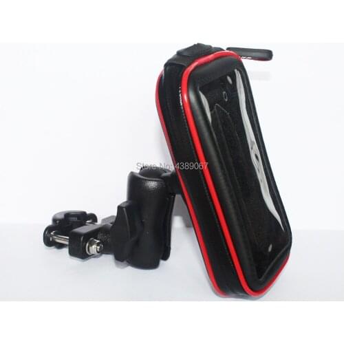 Motorcycle Handle Bar Mount Cell Phone Holder Stand with Waterproof Zipper Case for Smart Phones