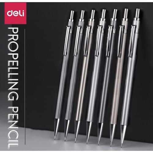 Deli metal mechanical pencil 0.5/0.7mm student activity pencil with rubber pen core painting writing pencil childrens stationer