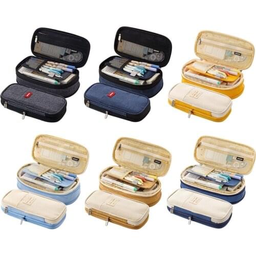 Macaron color matching large-capacity pencil case simple stationery storage box