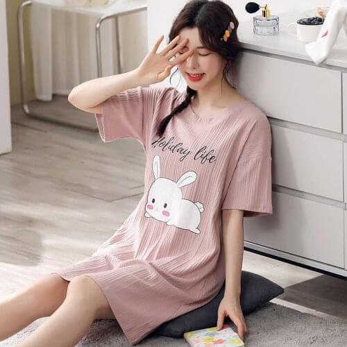 Short Sleeve Cotton Nightdress Womens Summer Thin Sweet Student Fresh Pajamas Live Run Sexy Sleepwear Women Sets Pijama Mujer
