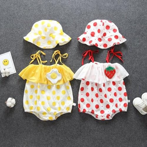 Summer newborn baby girl clothes outfits jumpsuit + hat sets for infant baby girls clothing polka dot rompers birthday baby sets