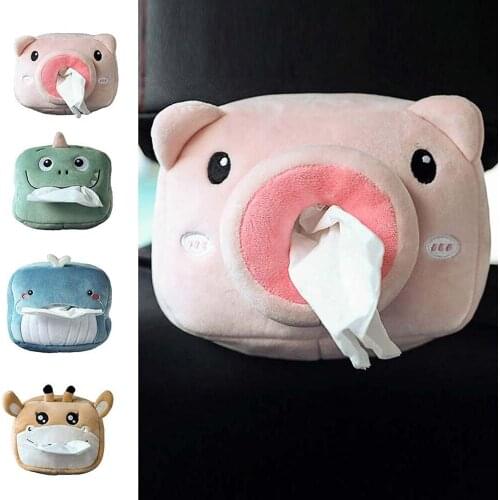 Creative Tissue Box Soft Cartoon Pig Stuffed Animal Paper Holder Napkin Box Paper Storage For Car Home Bathroom Rectangular