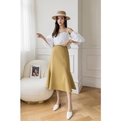 Summer Mermaid skirt Korean-style A-line skirt High-waist Womens Elegant New Skirts
