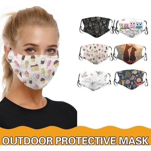 Face Mask Fashion With Carbon Filter Printing Dustproof Windproof Masks For Face With Adult Breathable Halloween Cosplay