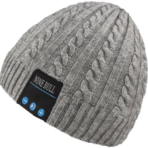 Men Women Wireless Headphone Winter Warm USB Rechargeable Hands Free Built In Microphone Bluetooth Beanie Knitted Outdoor Sports