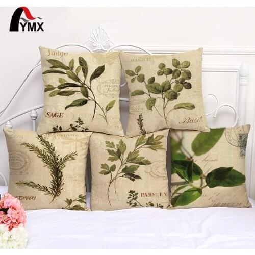 Retro Plants Printed Cotton Linen Soft Cushion Cover Pillow Sleeves Bedroom Pillowcases Waist Pillow Cover Wholesale Home Decor