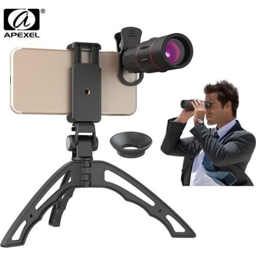 APEXEL phone camera lens 18X Zoom Telescope Telephoto lens 18x25 Monocular with phone holder tripod For iPhone 8 Samsung huawei