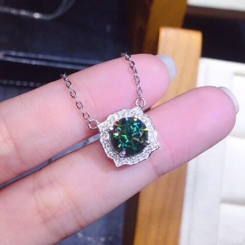 S95 Anniversary Necklace for Women Round 2Ct Diamond with 45CM Necklace Chain Prong Setting Office Pendant Luxury Jewelry Daily