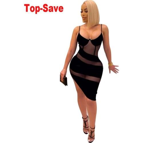 Sexy Mini Evening Party Dress Women Spaghetti Strap Sleeveless Backless 2021 Spring Lady Black V-neck Mesh See-Through Vestidos