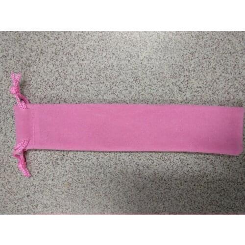 High quality pen gift pouch,3.5*17cm pink velvet ballpen bag drawstring jewelry bag for Signature pen storage and packaging