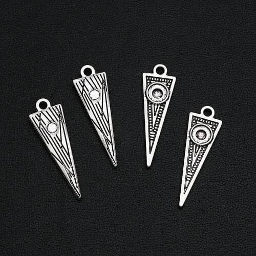 15pcs/Lots 29x9mm Antique Silver Plated Geometric Tribe Charms Africa Native Indian Pendants For Diy Fashion Jewellery Finding
