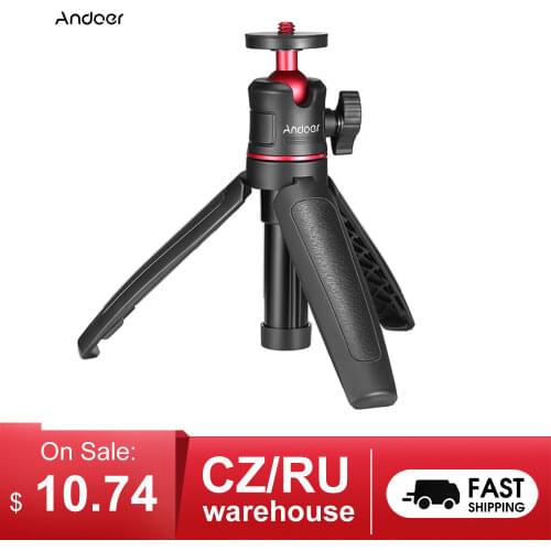 Andoer MT-08 Mini Extendable Desktop Tripod Handheld Photography Bracket Stand with Flexible Ballhead 1/4 Inch Screw Mount