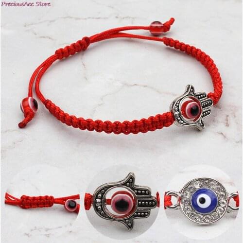Handmade Braided Rope Bracelets Red Thread Evil Blue Eye Charm Bracelets Bring You Lucky Peaceful Bracelets Adjustable Length
