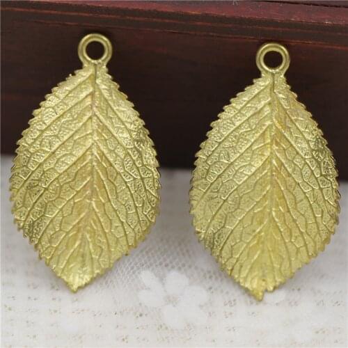10pcs High Quality Brass Metal Casted Leaf Pendant Charms Silver Gold Color DIY Earrings Hair Head Jewelry Findings Accessories