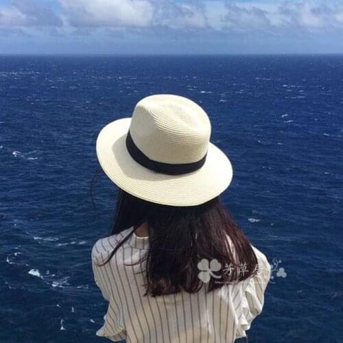 2020 Summer unisex sun hat casual vacation Panama straw hat women wide brim Beach jazz men hats Foldable Chapeau