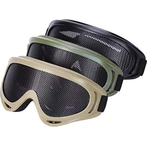 Tactical Steel Mesh Goggles Airsoft Protective Glasses Adjustable Anti-fog Goggles Military Wargame Hunting Shooting Goggles