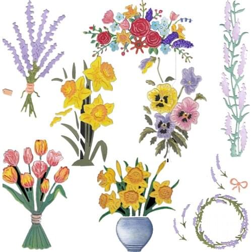 Wild Flower Tulip Lily Daisy Metal Cutting Dies Stencils for DIY Scrapbooking Embossing Decoration Paper Card Craft Die New 2019
