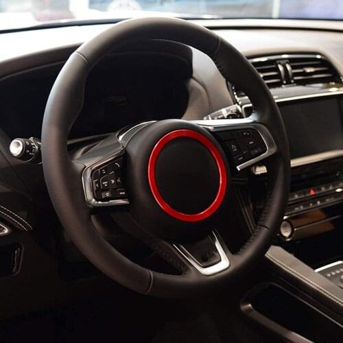 Aluminum Alloy Steering Wheel Decoration Ring Trim 3D Sticker Decals Blue For Jaguar XFL XE F-Type F-PACE X761 E-PACE