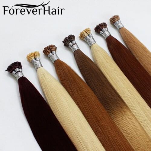 FOREVER HAIR 1g/s 16"18" 20" 24" Real Remy Pre Bonded Human Hair Extension Keratin I Tip Straight Human Hair On Capsule 50g/pac