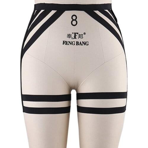 Women Garter Belt Goth Black Bondage Stockings Body Harness Belt Rave Wear Sexy Lingerie Hollow Body Cage Cinta Liga Leg Garter