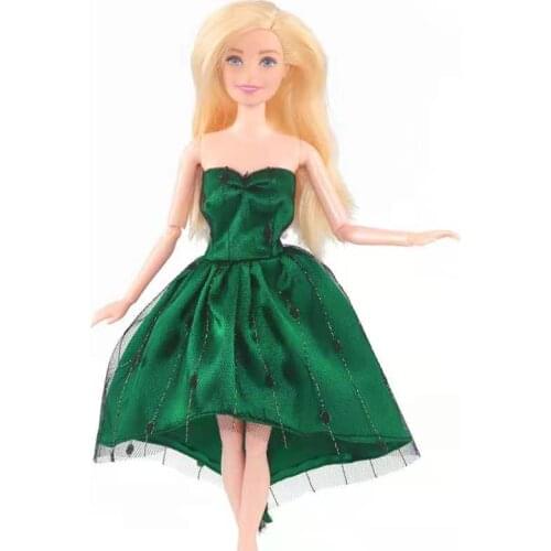 1/6 Charming Green Off Shoulder Lace Dress For Barbie Doll Clothes Costume Outfit Party Gown For Barbie Accessories Kids DIY Toy