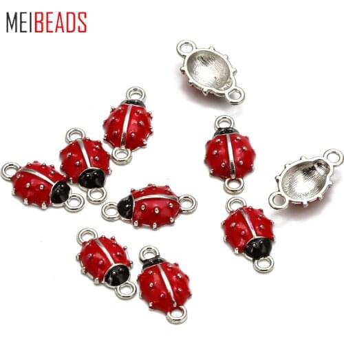 10pcs/lot New Red Ladybug Decorations DIY Alloy Nails Tools Charms Connectors for DIY Craft Home Party Holiday Decoration UF7929