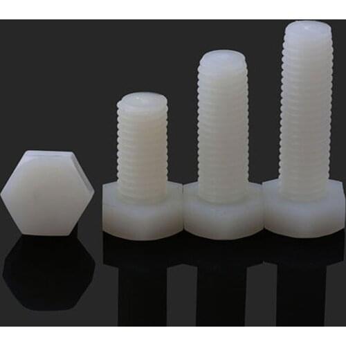 10pcs M6 Hexagonal nylon screw Nylons hex head bolt PA66 plastic screws 8mm-60mm Length