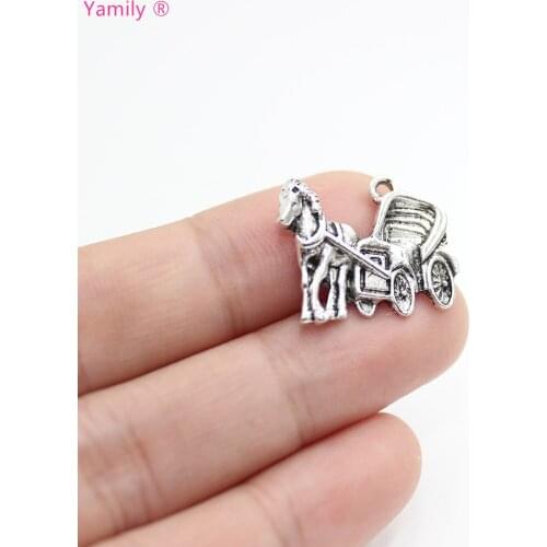 15pcs-- Yamily Horse drawn carriage charms 23x20mm antique silver tone carriage charm Pendant