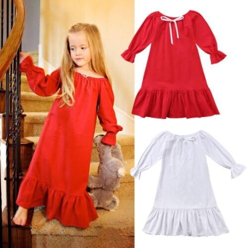 2018 Baby Kids Girl Princess Ruffle Dress Babies Party Flare Sleeve Dress Longuette Nightgown Clothes