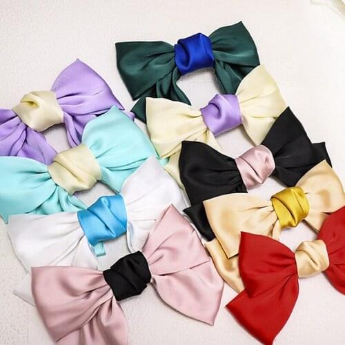 2020 Big Bow Hair Clips Women Girls Hair Accessories Silks Satins Cloth Hair Bows gumki do wlosow Headwear