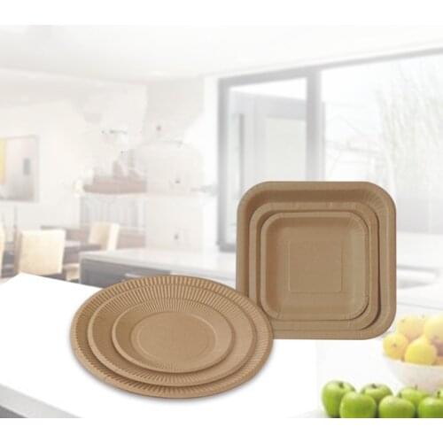 100pcs/pack Disposable Thickened Paper Plate Paper Dish Cake Tray Barbecue Plate Party Supplies