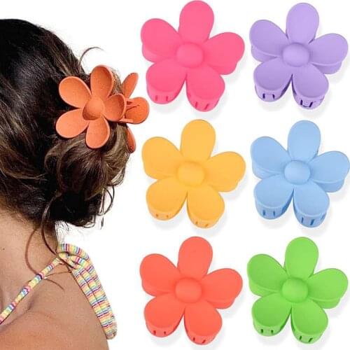 6 Pcs Small Acrylic Hair Claw Clips Plastic Flower Shaped Jaw Clips Non Slip Hair Clamps Accessories For Women Girls Headwear