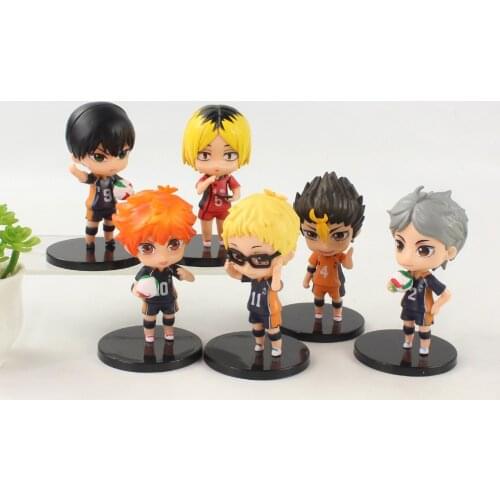 9-10cm 6pcs/set Cartoon Haikyuu Volleyball Player Big Head Shoyo Tobio Kenma Hinata Koushi PVC Model Collection Figure Toys Doll