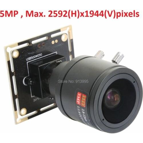 Free shipping 5MP 2592 (H) x 1944 high resolution Aptina MI5100 color CMOS 2.8-12mm varifocal lens USB 2.0 mini camera module