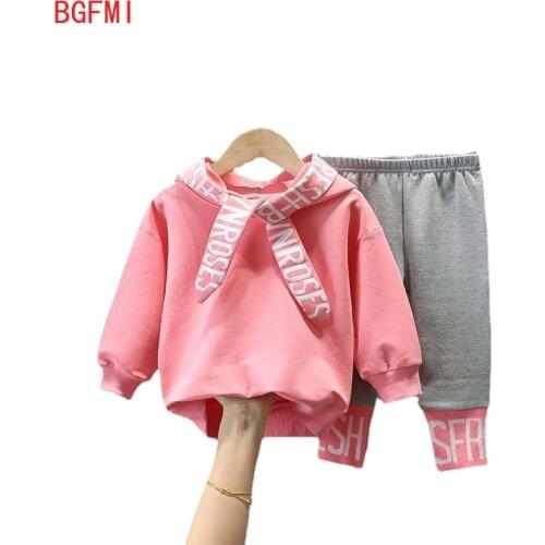 Spring 2021 Cute Kids Girls Loose Casual Sports Hoodies Clothes Set Children Fashion Long Sleeve Sweatshirts 2pcs Suits Clothing