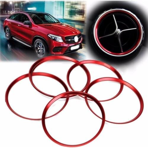 JX-LCLYL 5pcs Red Air Vent Outlet Ring Cover Trim For Benz A/B/CLA/GLA Class 180 200 220
